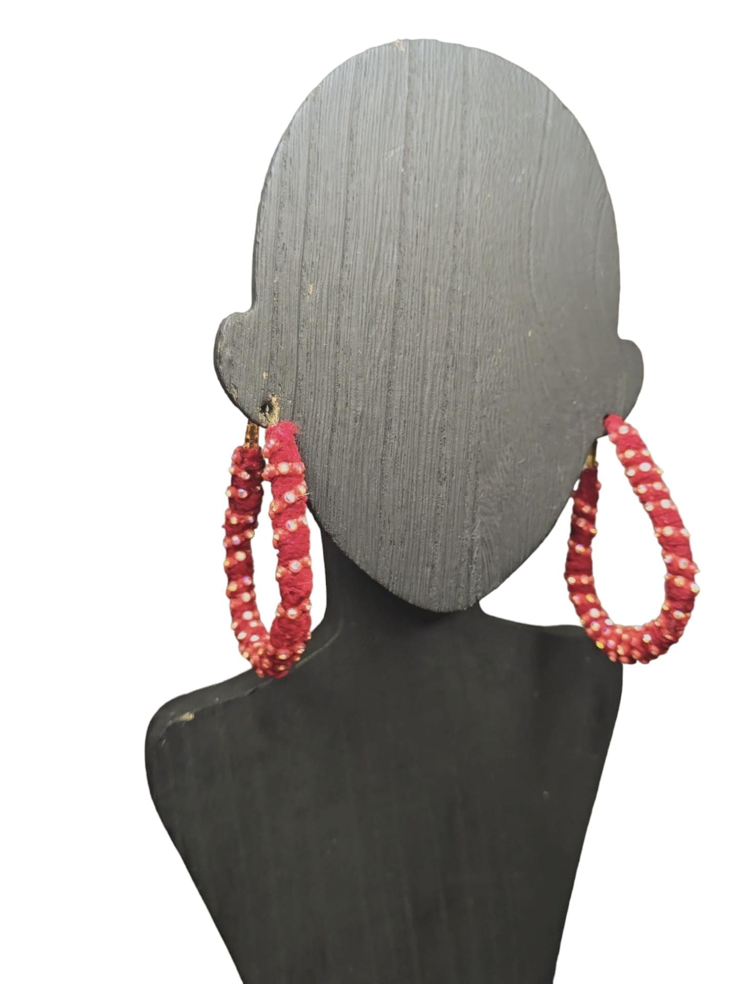 Customized Handmade Hoop Yarn Earrings, view 7