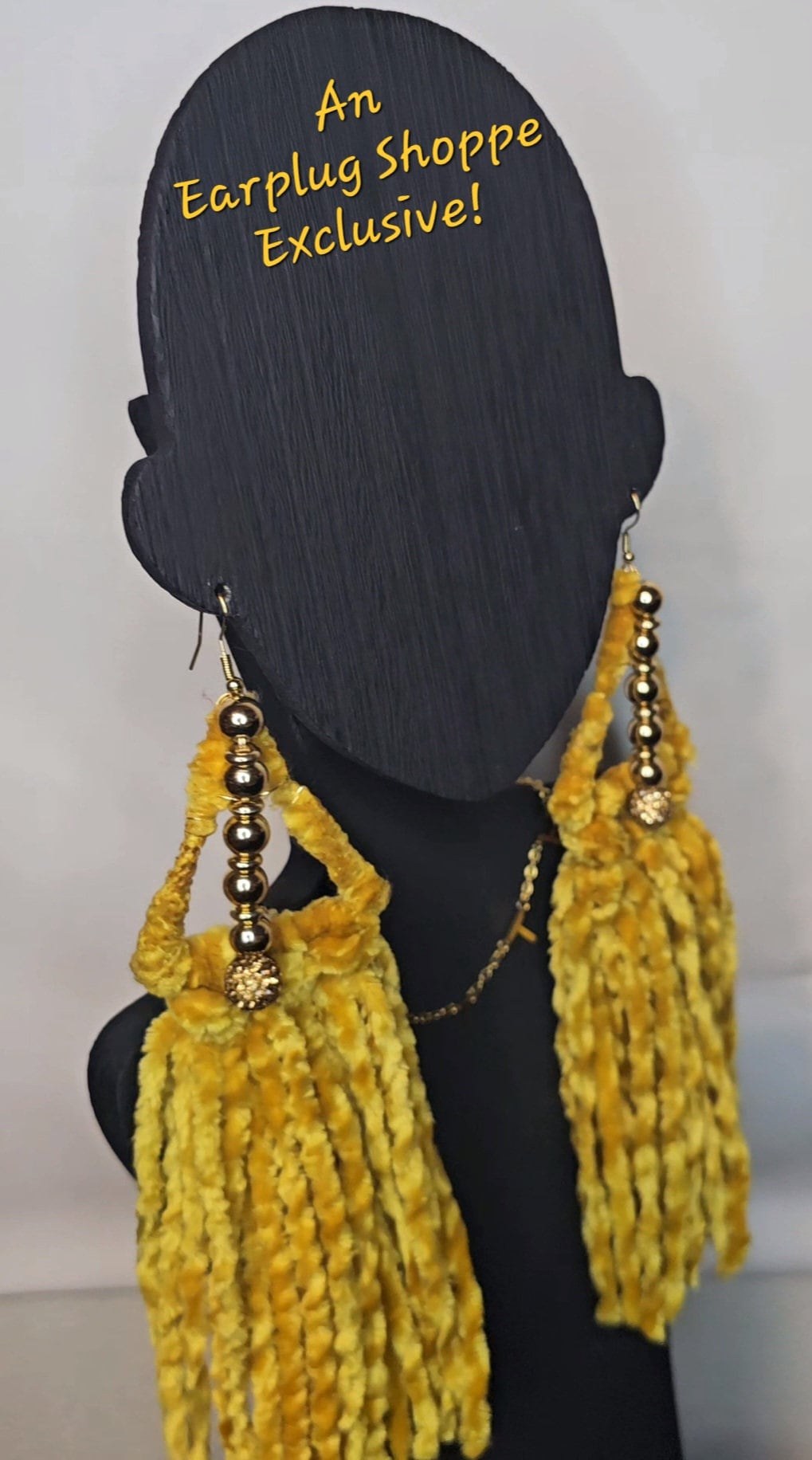 Customized Handmade Velvet Yarn Tassel Earrings, view 4