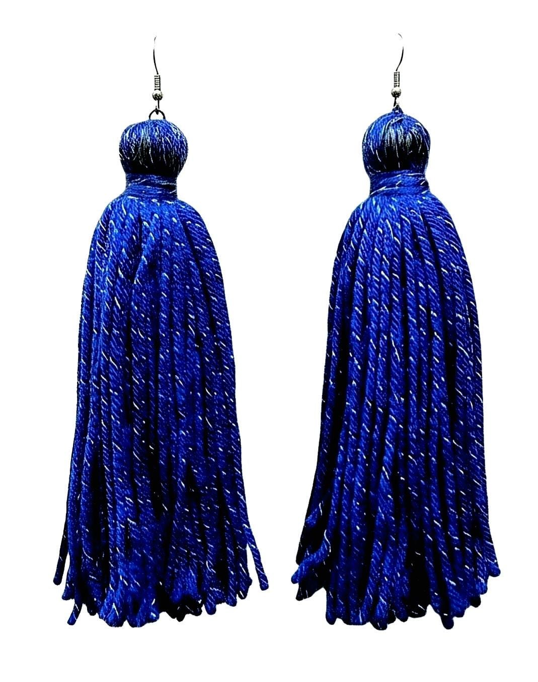 Handmade Sparkling Yarn Tassel Earrings