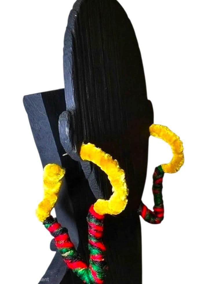 Handmade Yarn Africa Shaped Earrings
