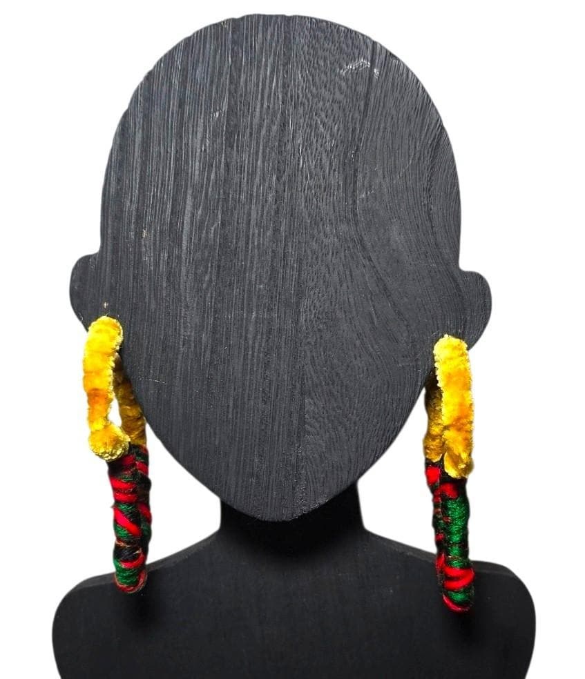 Handmade Yarn Africa Shaped Earrings, view 2