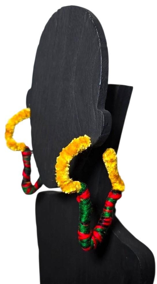 Handmade Yarn Africa Shaped Earrings, view 3