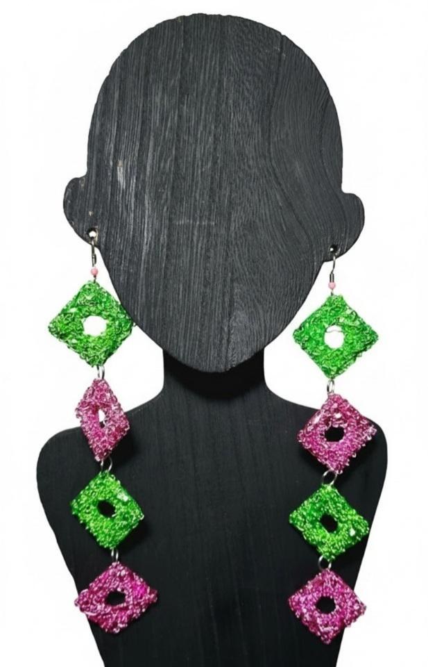 Handmade Diamond Tiered Earrings