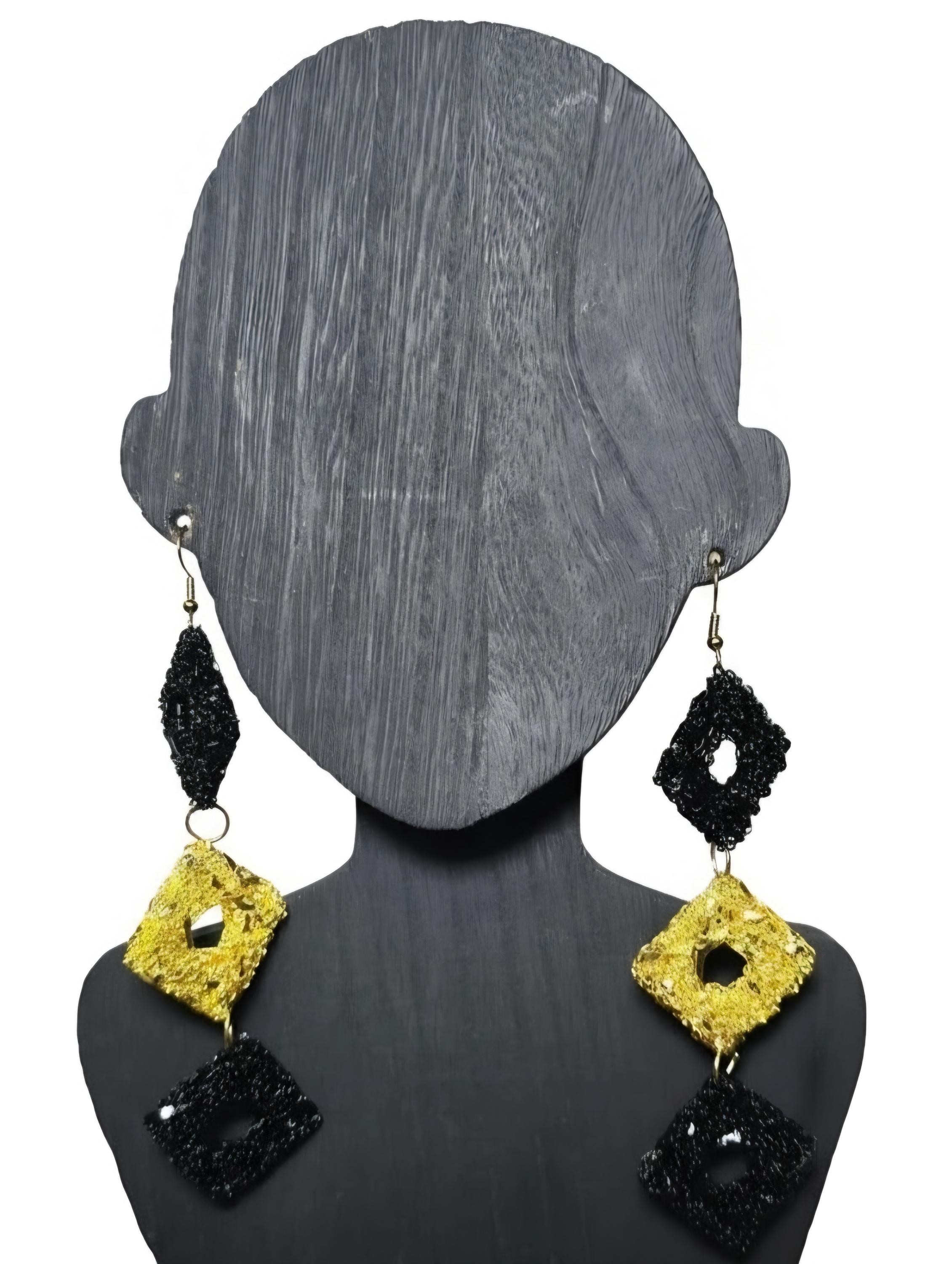 Handmade Diamond Tiered Earrings, view 3