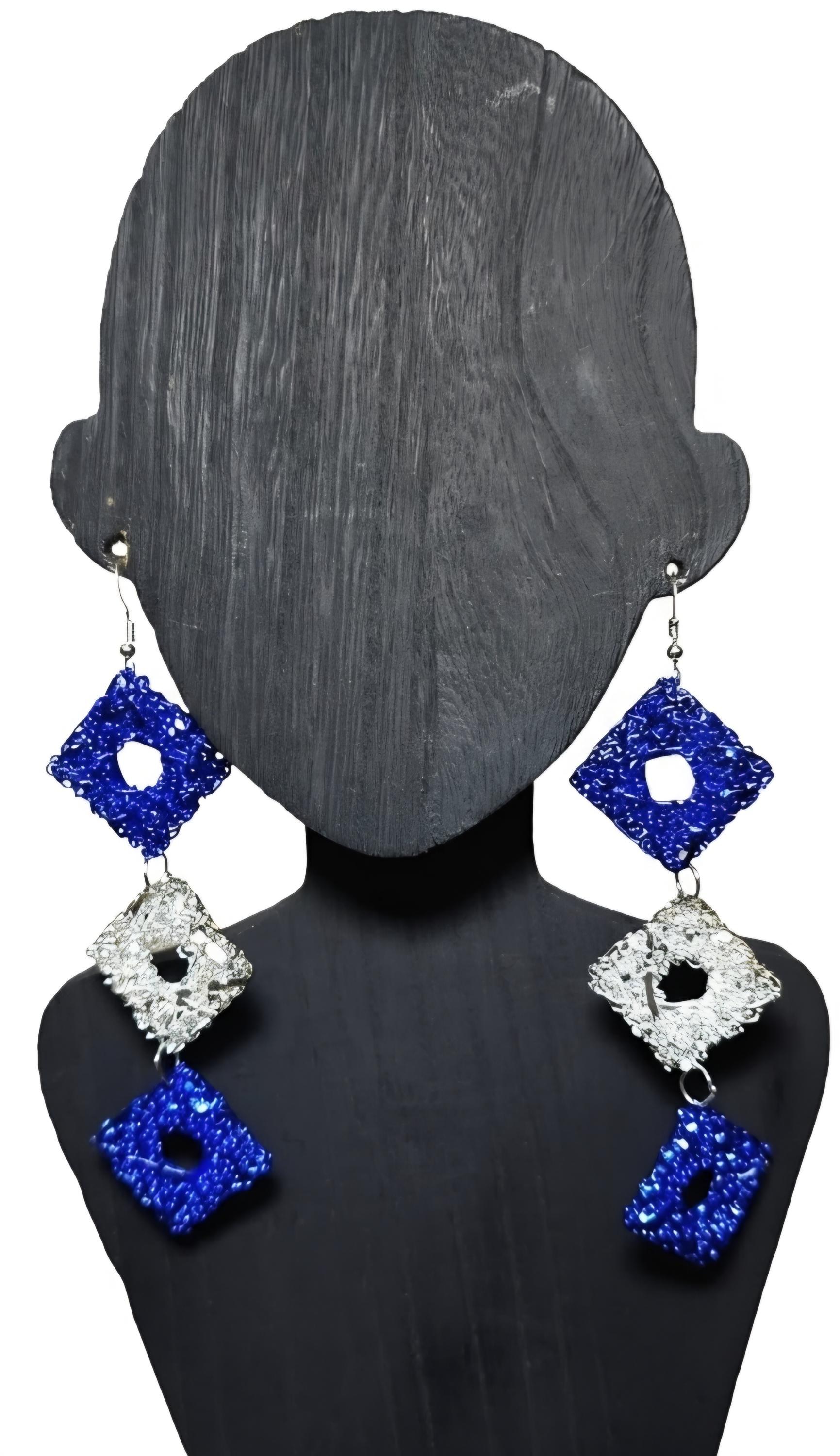 Handmade Diamond Tiered Earrings, view 4