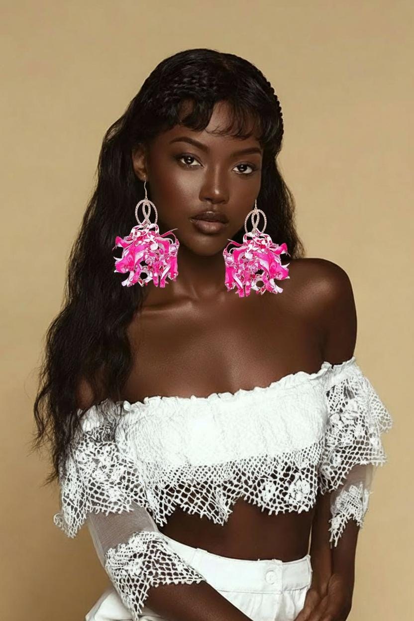 Handmade Silk Tassel Earrings, view 6