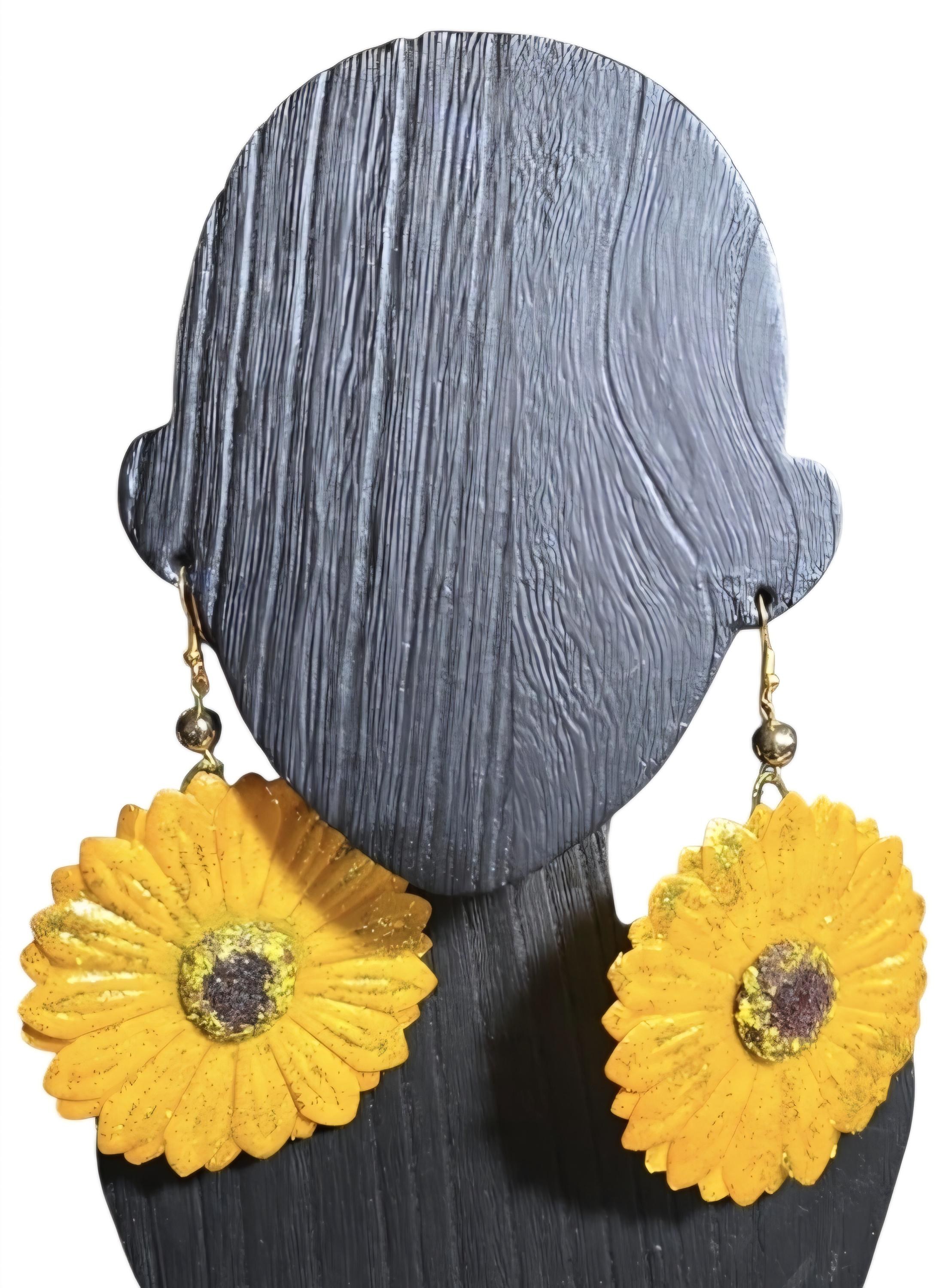 Yellow Handmade Sunflower Earrings