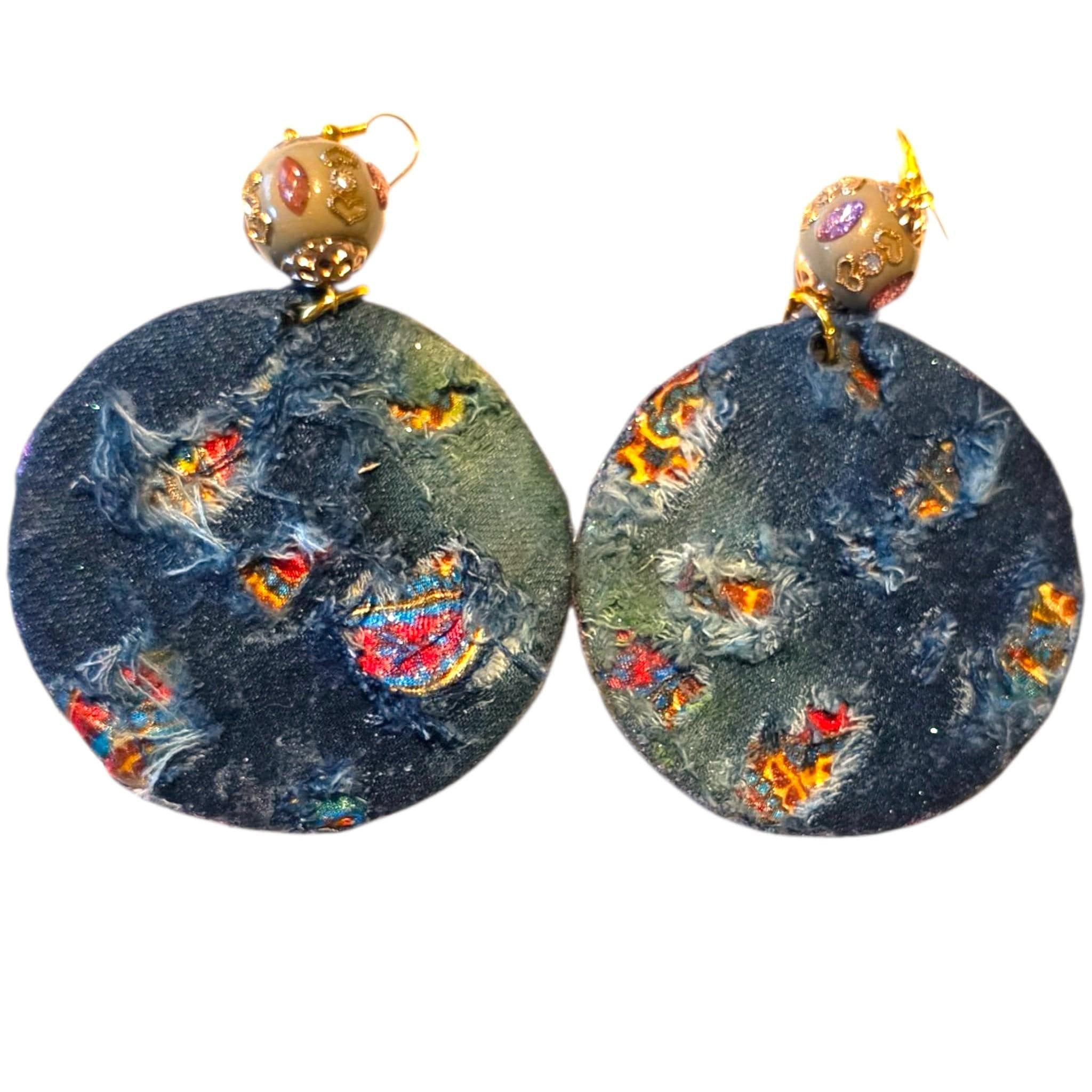 Handmade Denim Earrings, view 2