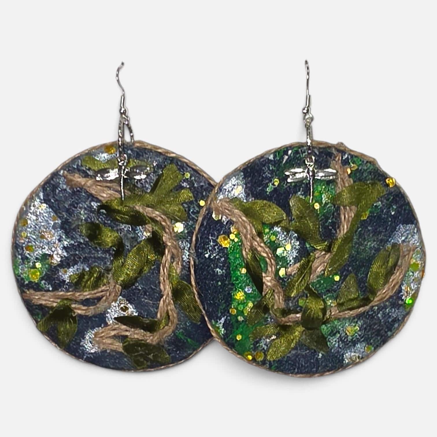 Handmade Denim Earrings, view 5