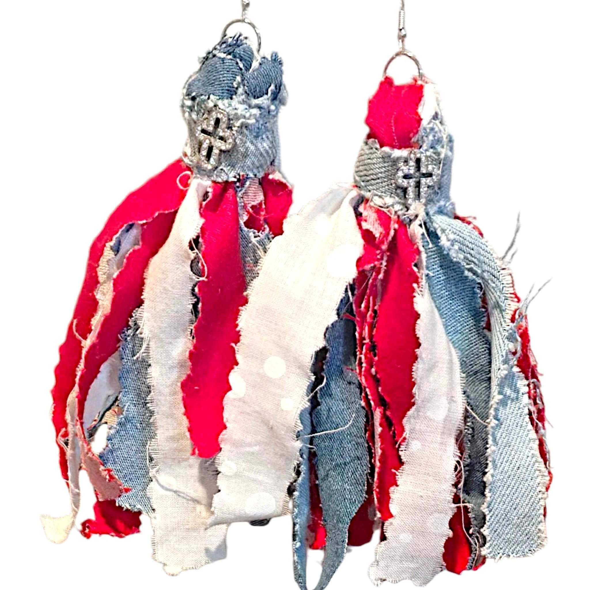 Handmade Denim Earrings, view 10