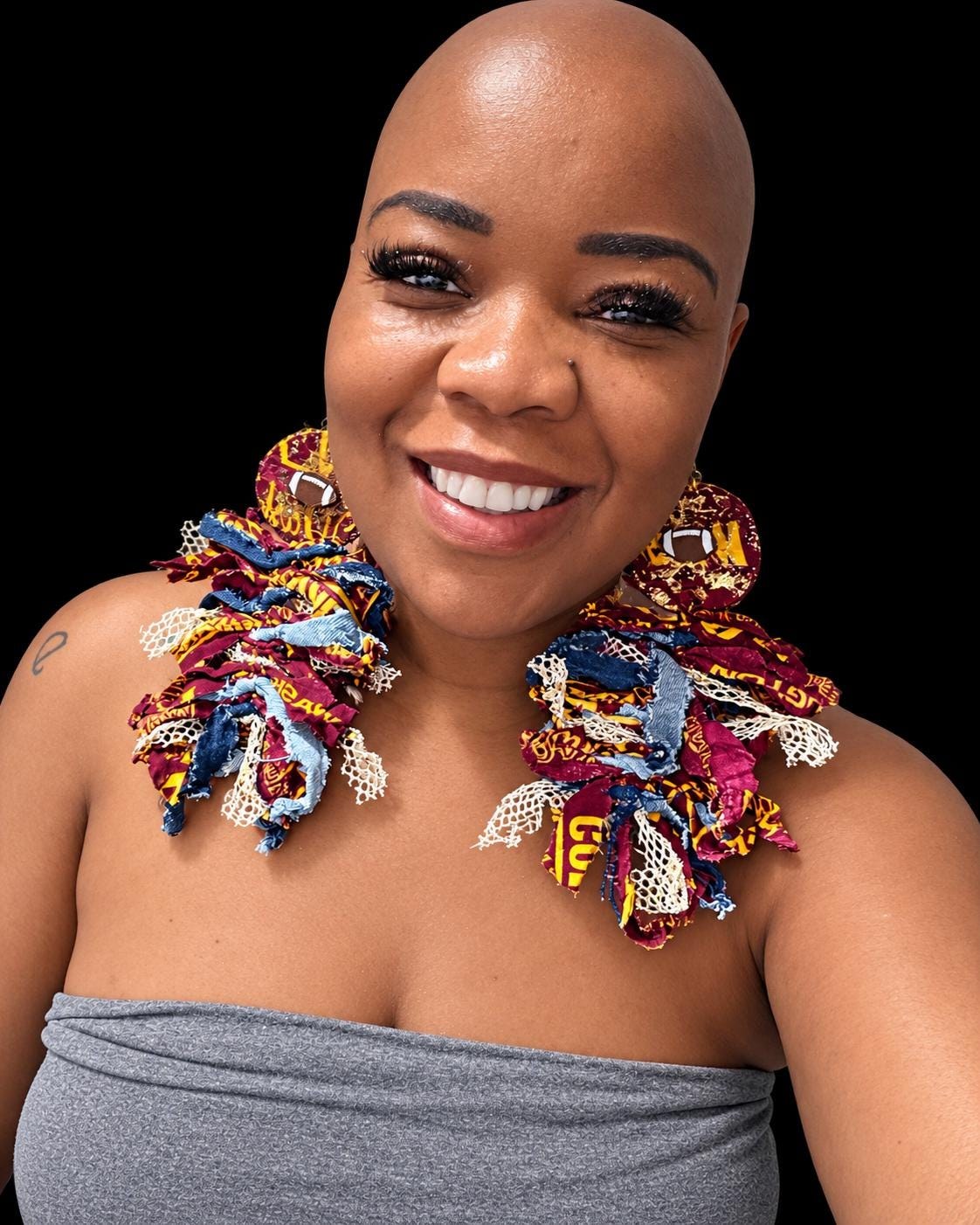 Handmade Sports Fanatic PomPom Earrings, view 7