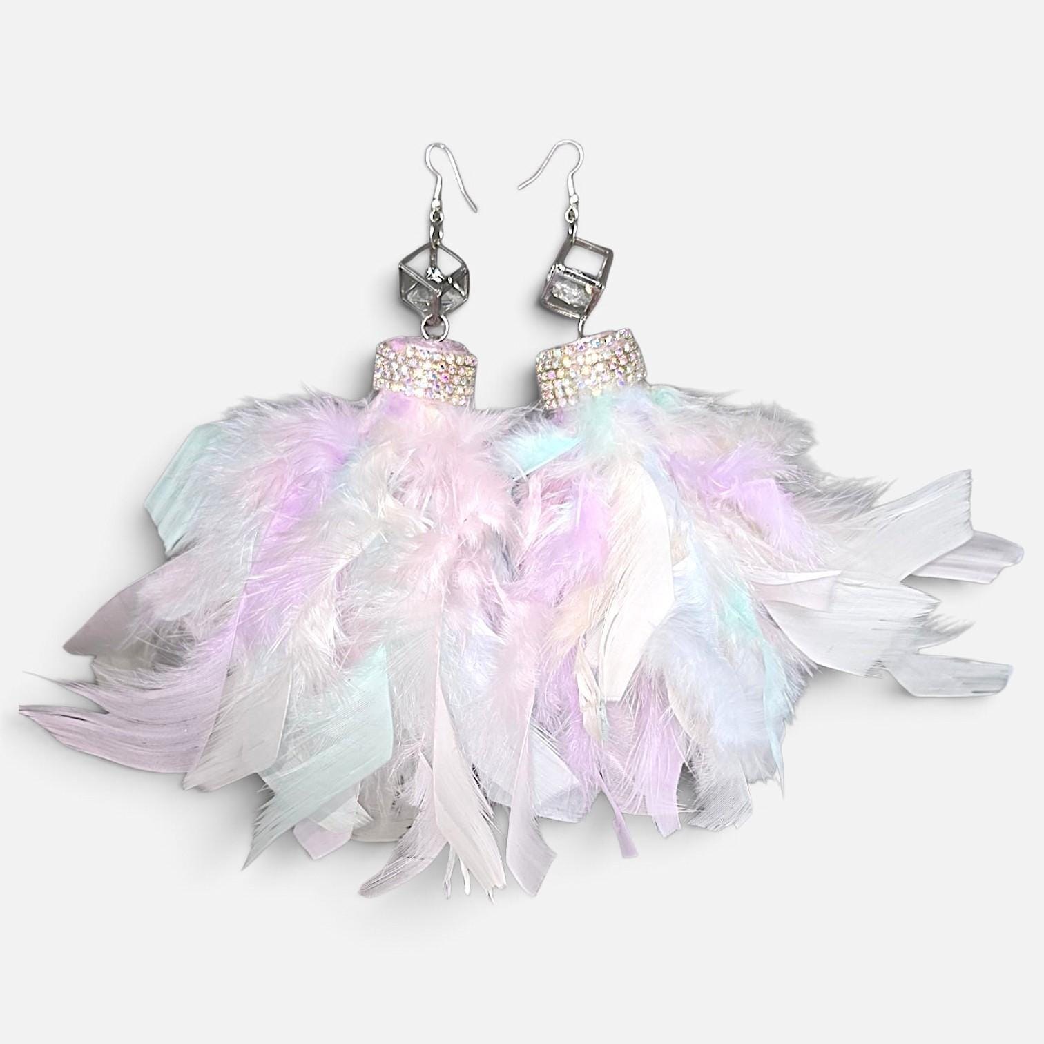 Handmade Boho Styled Feather Earrings, view 3