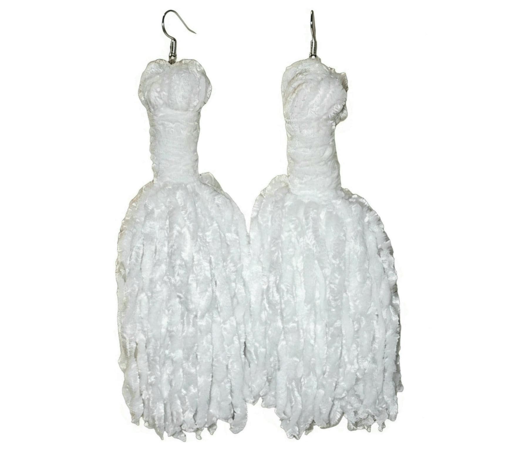 Handmade Velvet Yarn Tassel Earrings, view 5