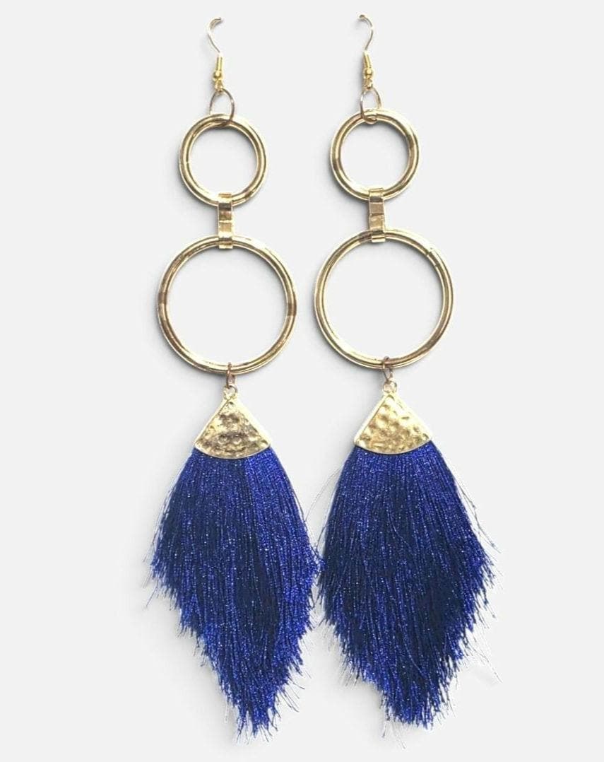 Handmade Polyester Tassel Earrings, view 3
