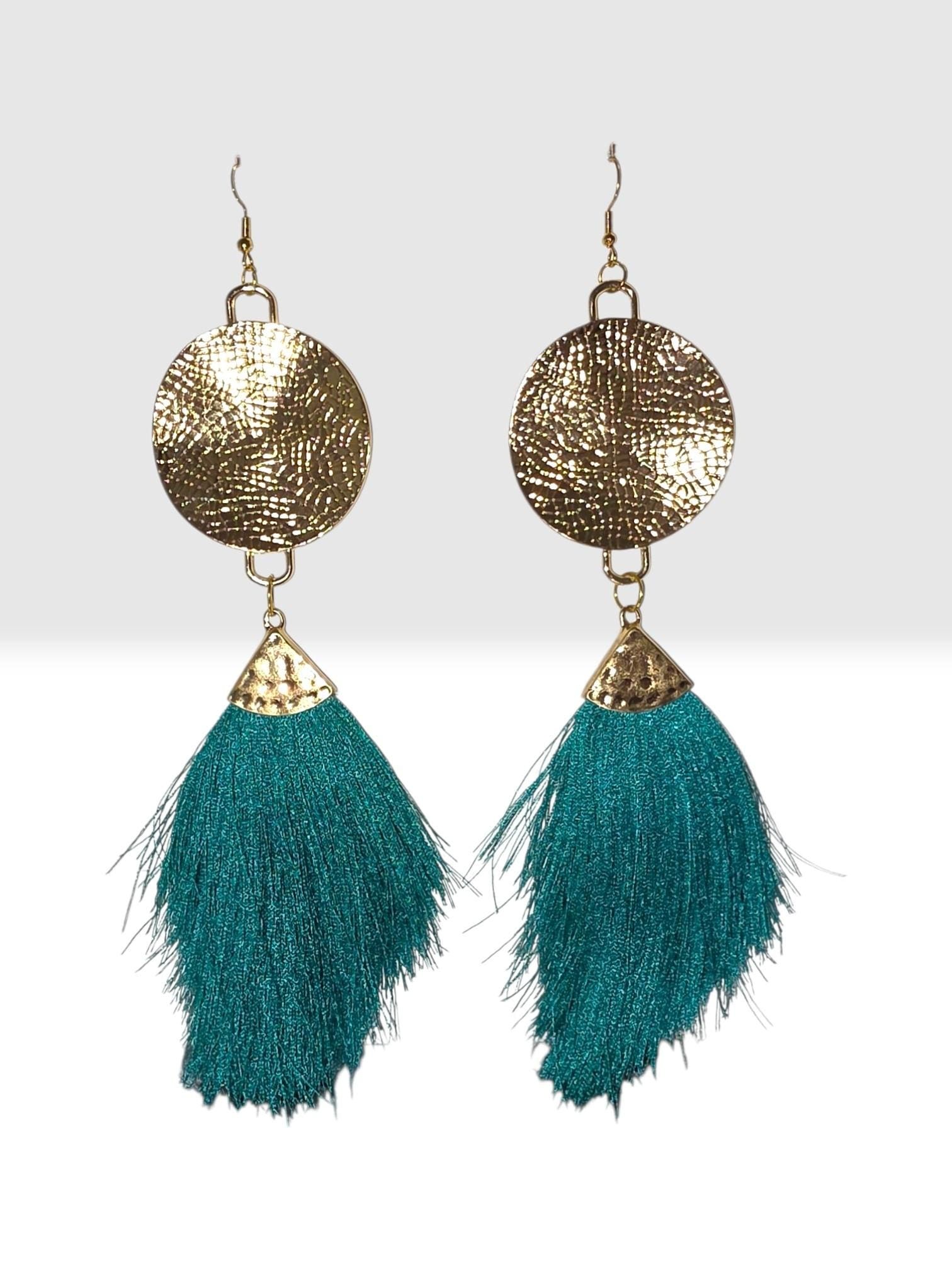 Handmade Polyester Tassel Earrings, view 4