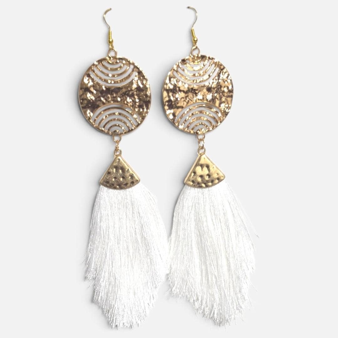Handmade Polyester Tassel Earrings, view 5