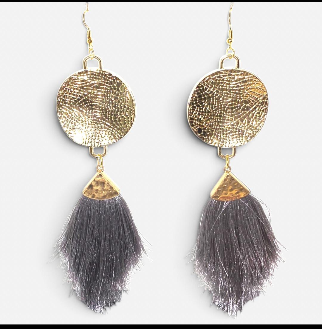 Handmade Polyester Tassel Earrings, view 6