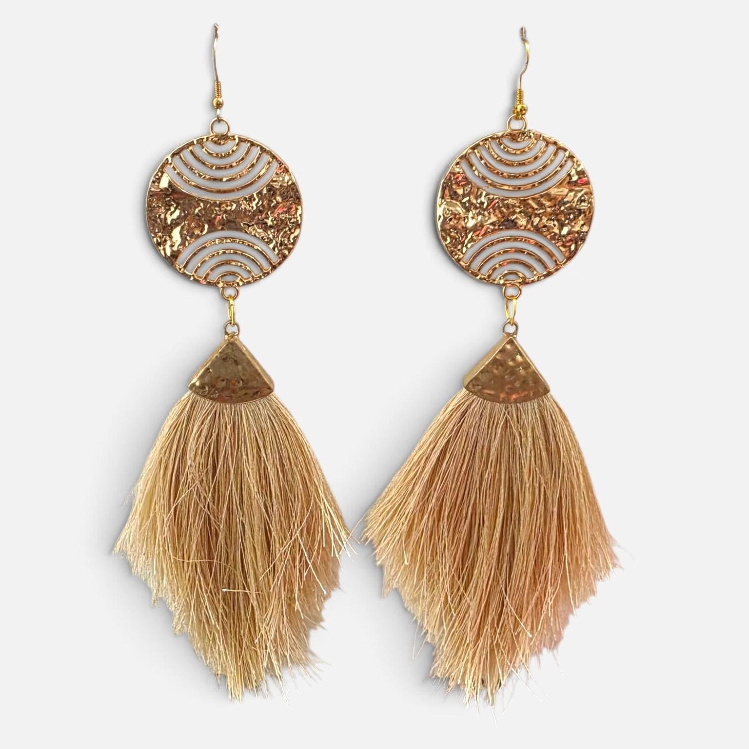 Handmade Polyester Tassel Earrings, view 7