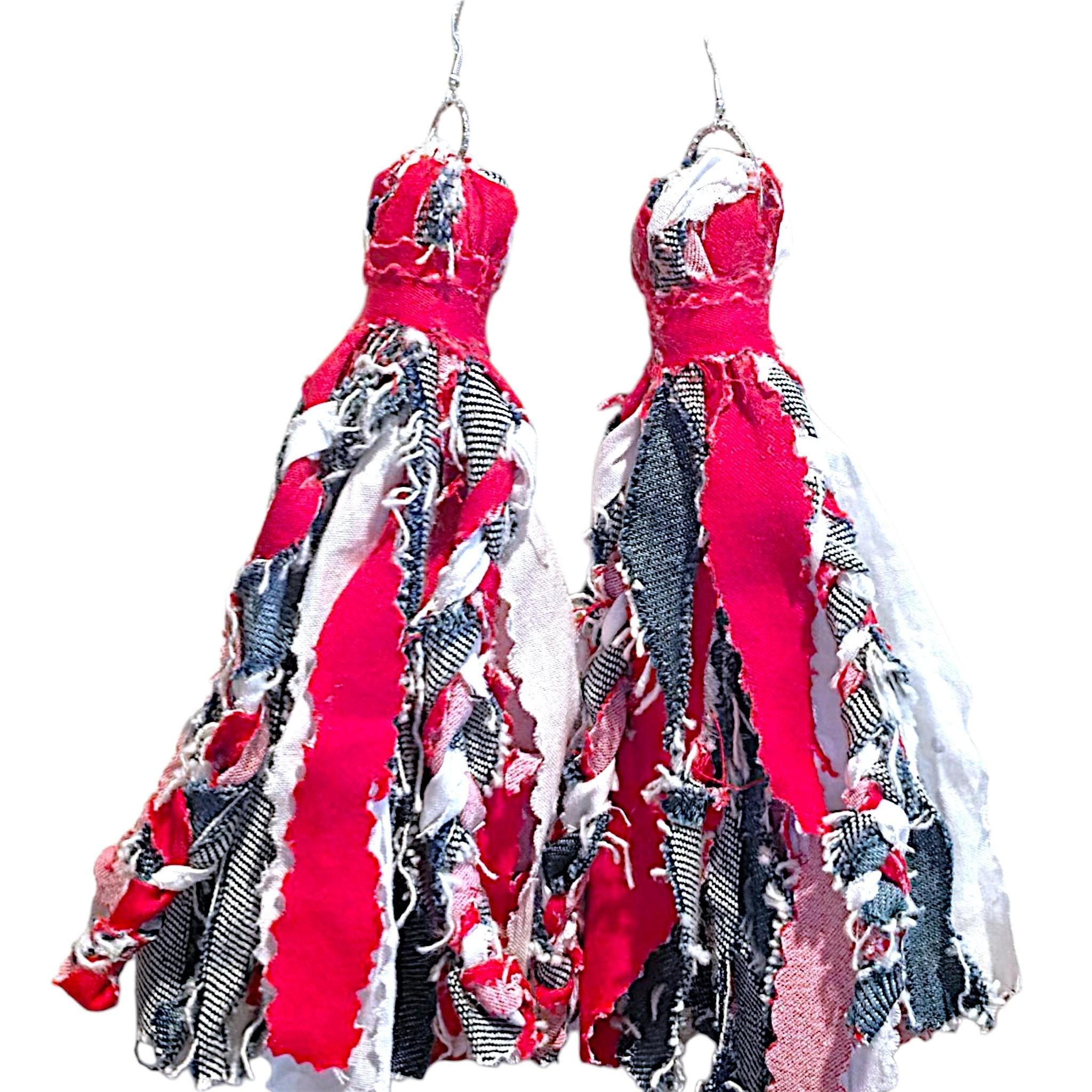 Handmade Sports Fanatics Tassel Earrings, view 4
