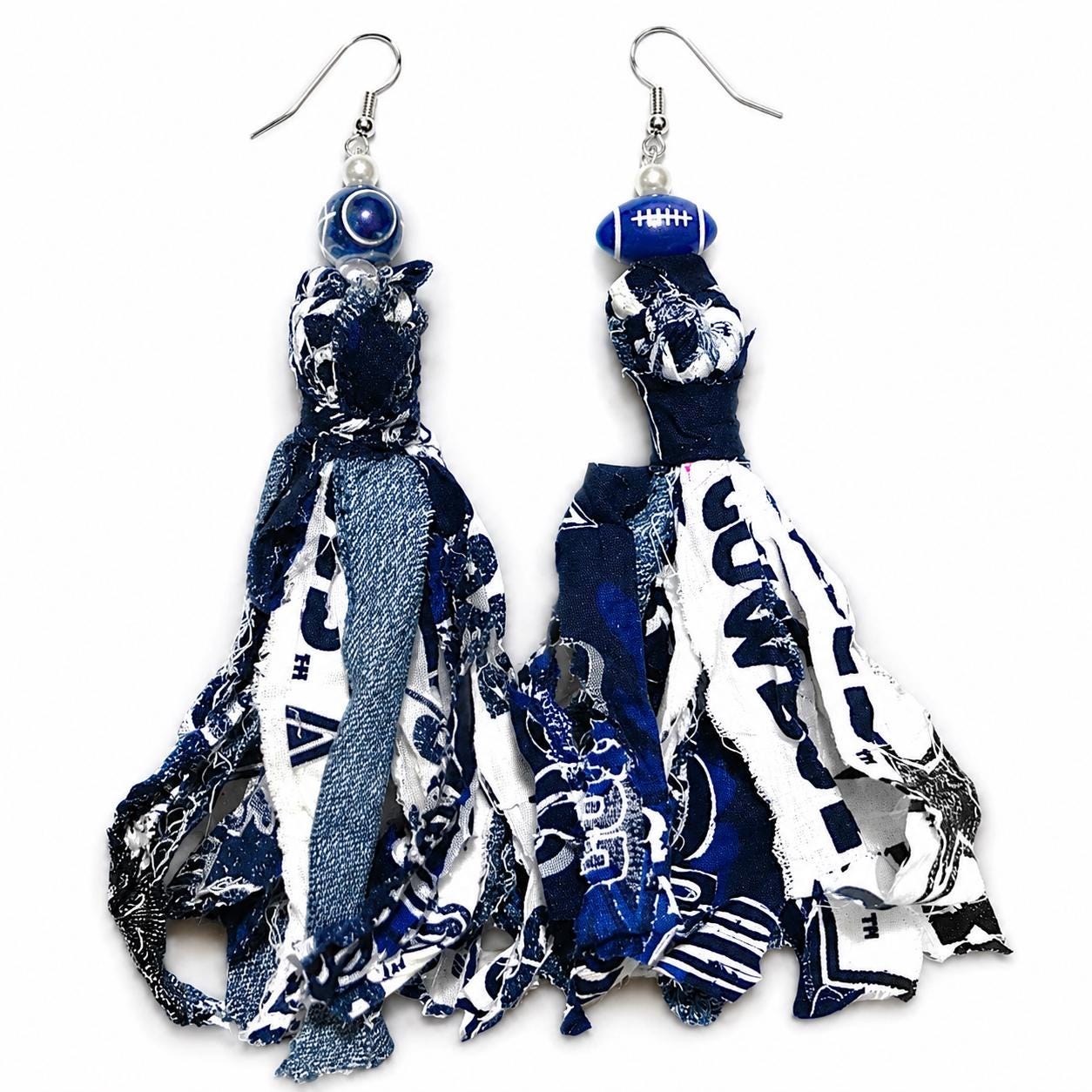Handmade Sports Fanatics Tassel Earrings, view 5
