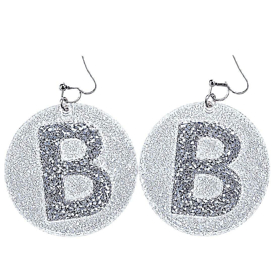 Handmade Glitter Initial Earrings, view 2