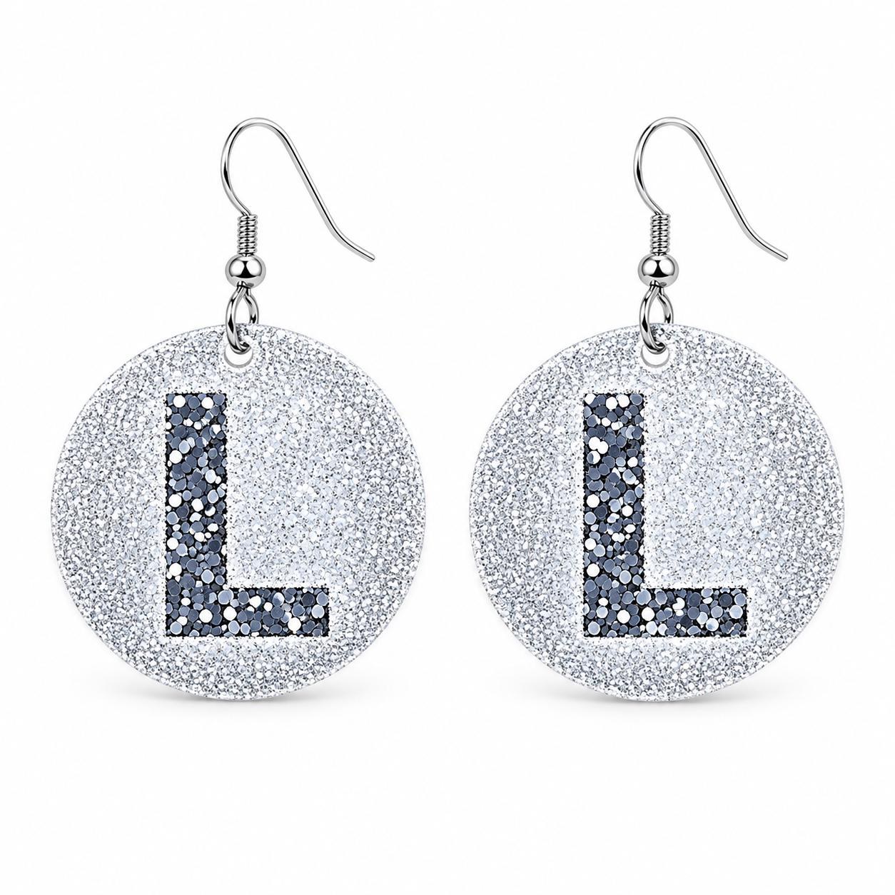Handmade Glitter Initial Earrings, view 11