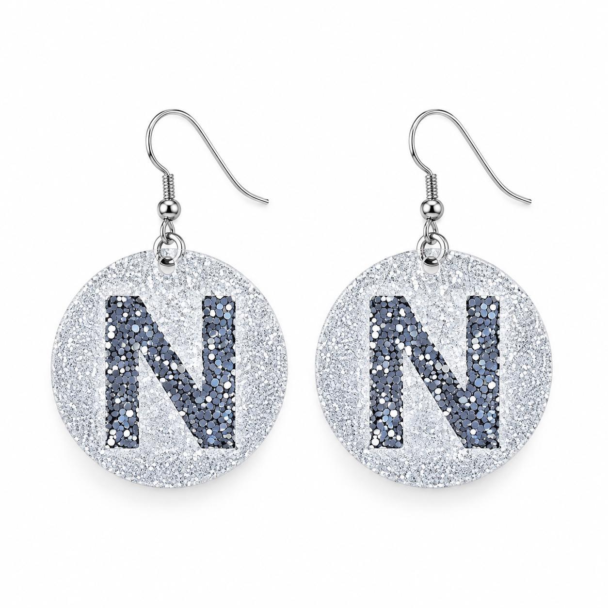 Handmade Glitter Initial Earrings, view 15