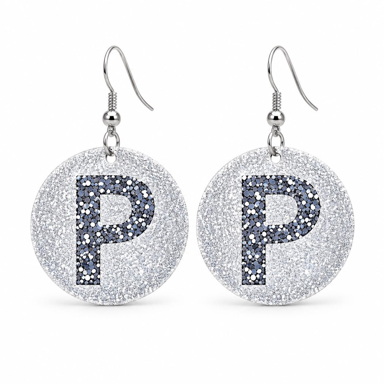 Handmade Glitter Initial Earrings, view 16