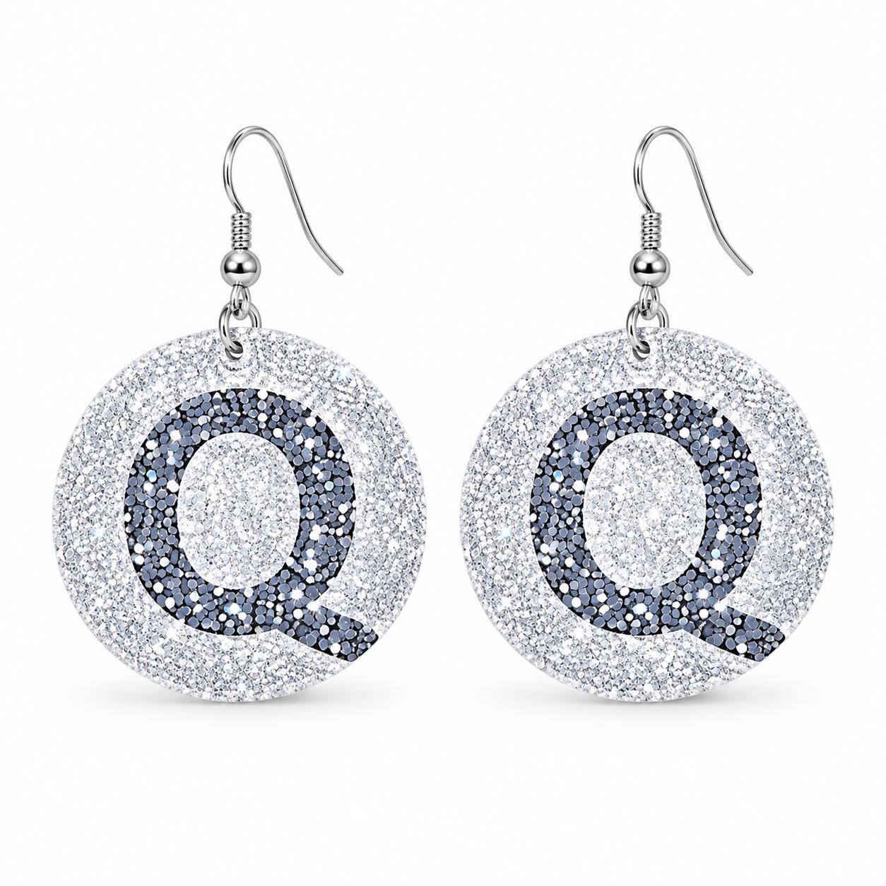 Handmade Glitter Initial Earrings, view 17
