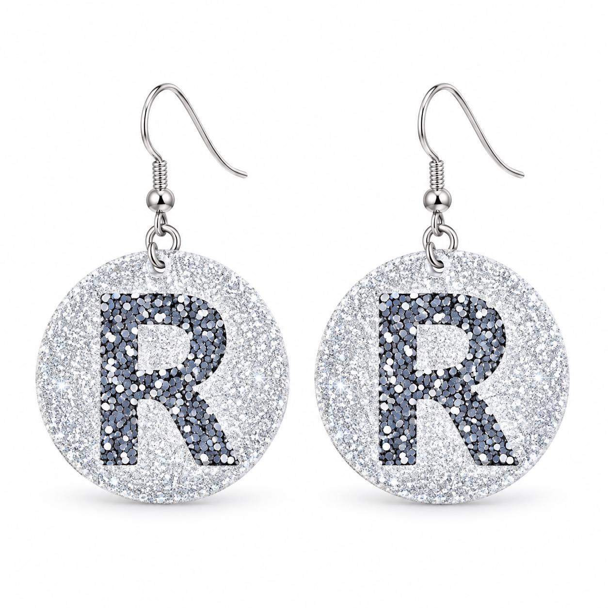 Handmade Glitter Initial Earrings, view 18