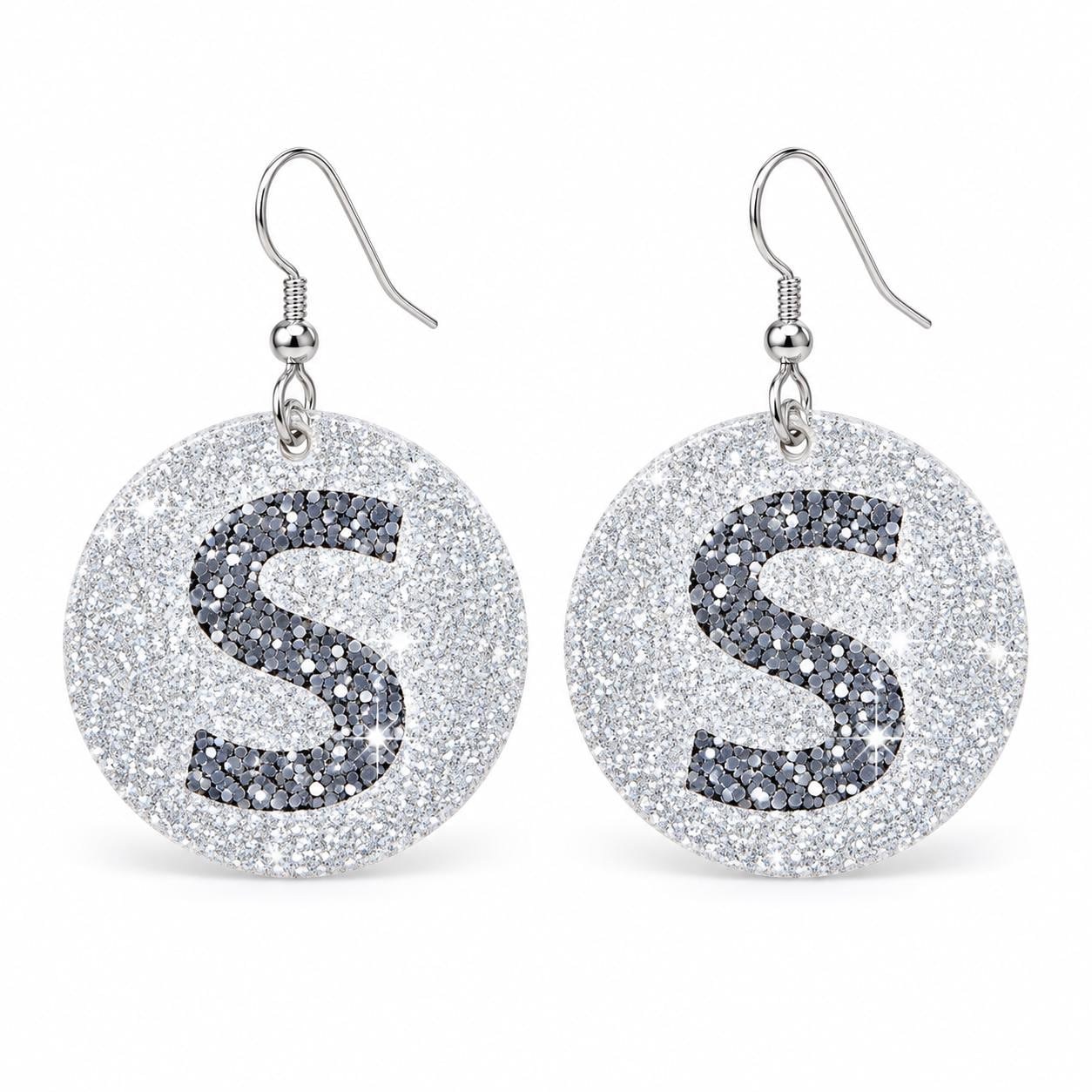 Handmade Glitter Initial Earrings, view 19
