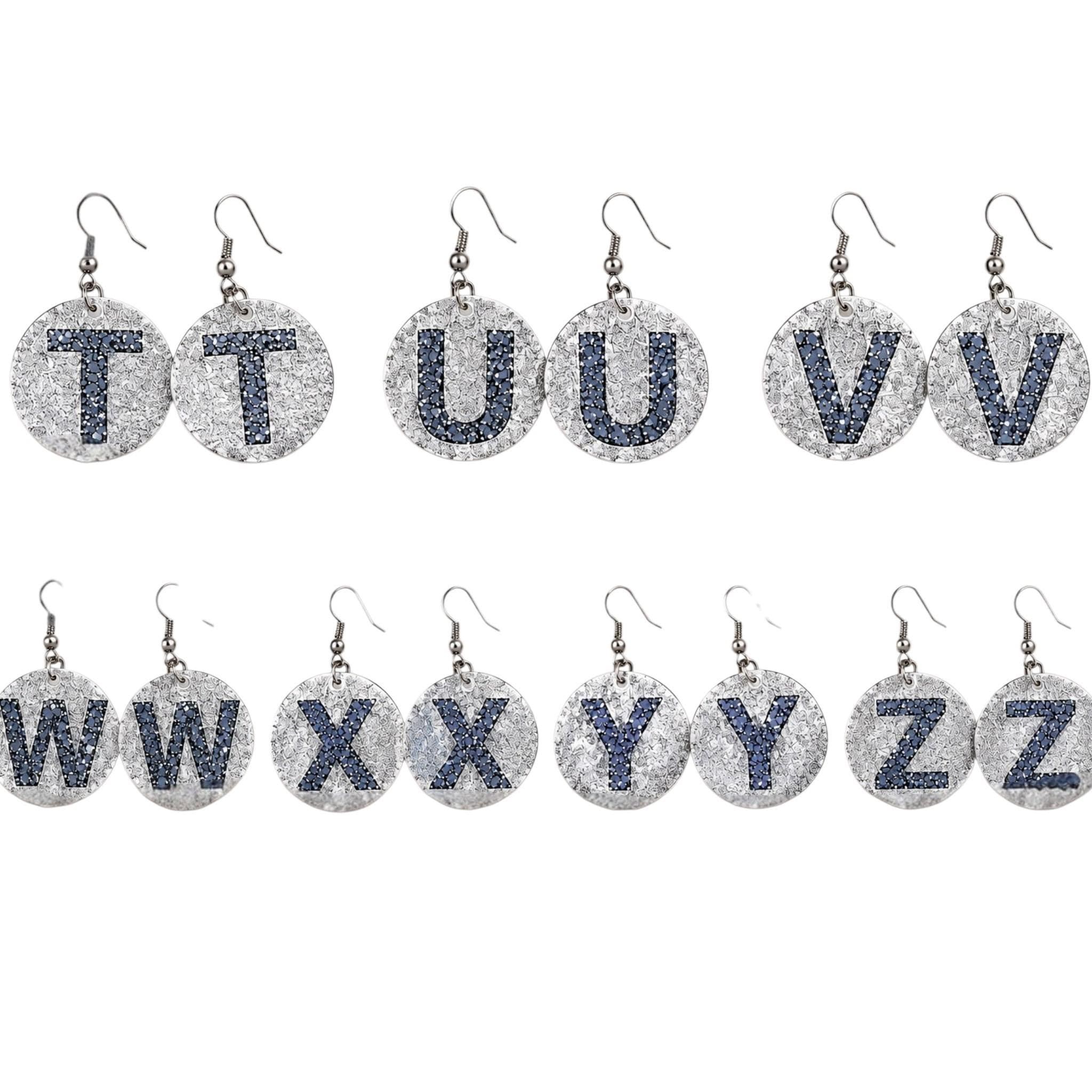 Handmade Glitter Initial Earrings, view 20