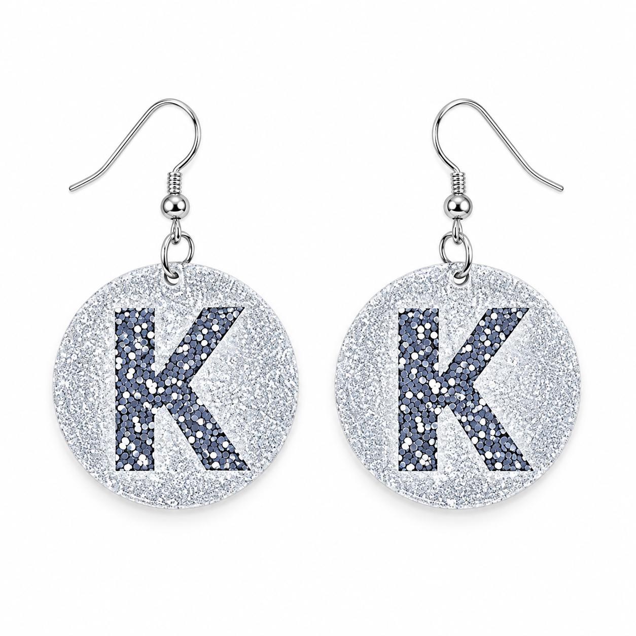 Handmade Glitter Initial Earrings, view 10