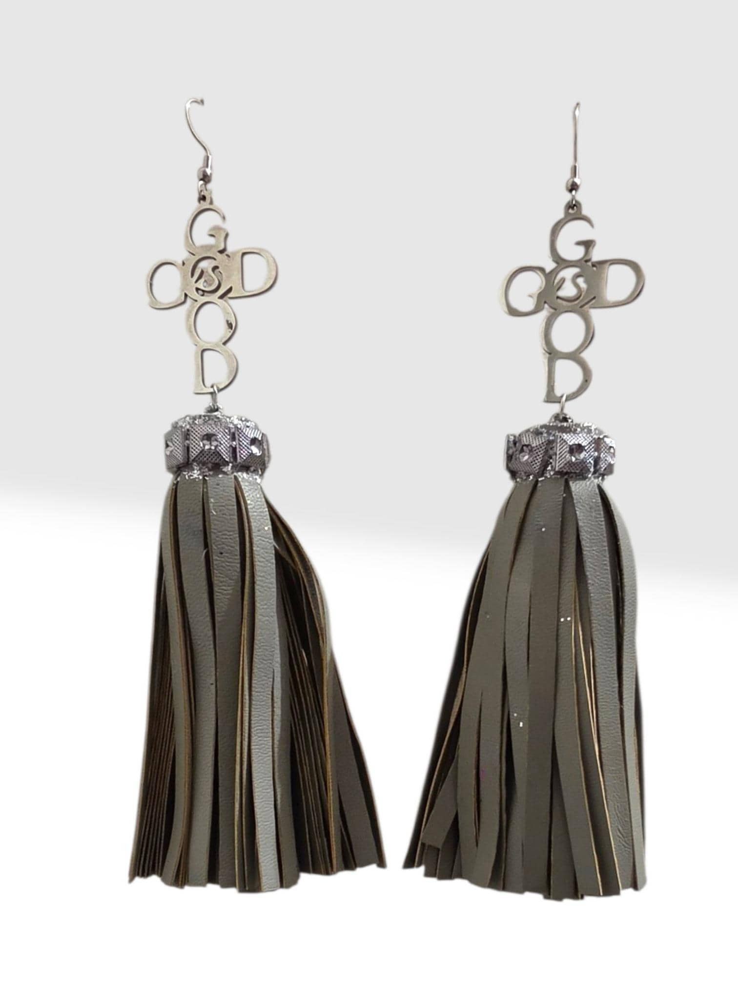 Customized Handmade Leather Tassel Earrings, view 6