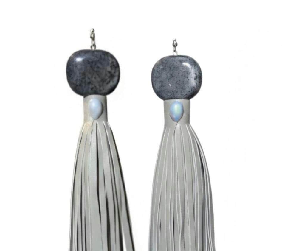 Customized Handmade Leather Tassel Earrings, view 7