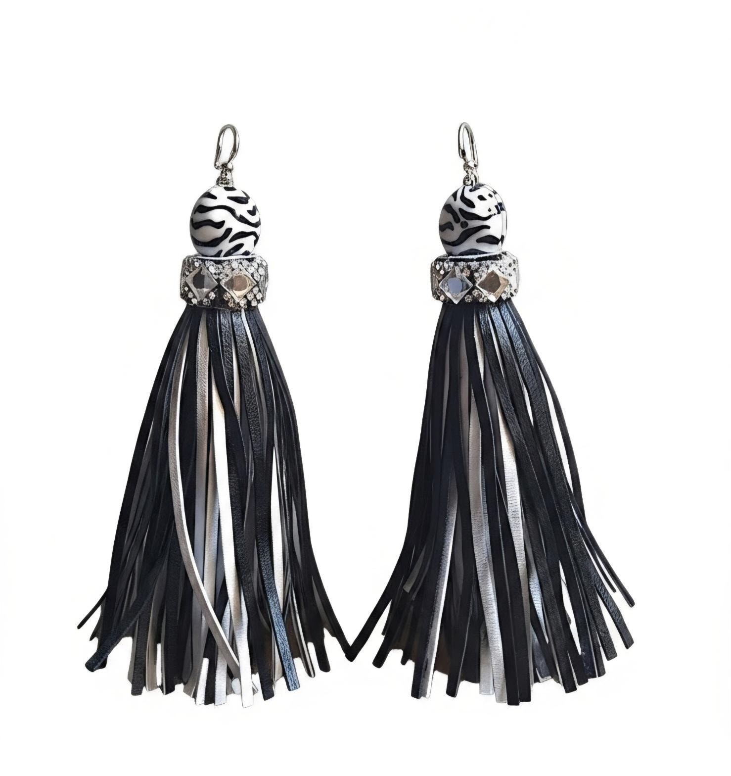 Customized Handmade Leather Tassel Earrings, view 9