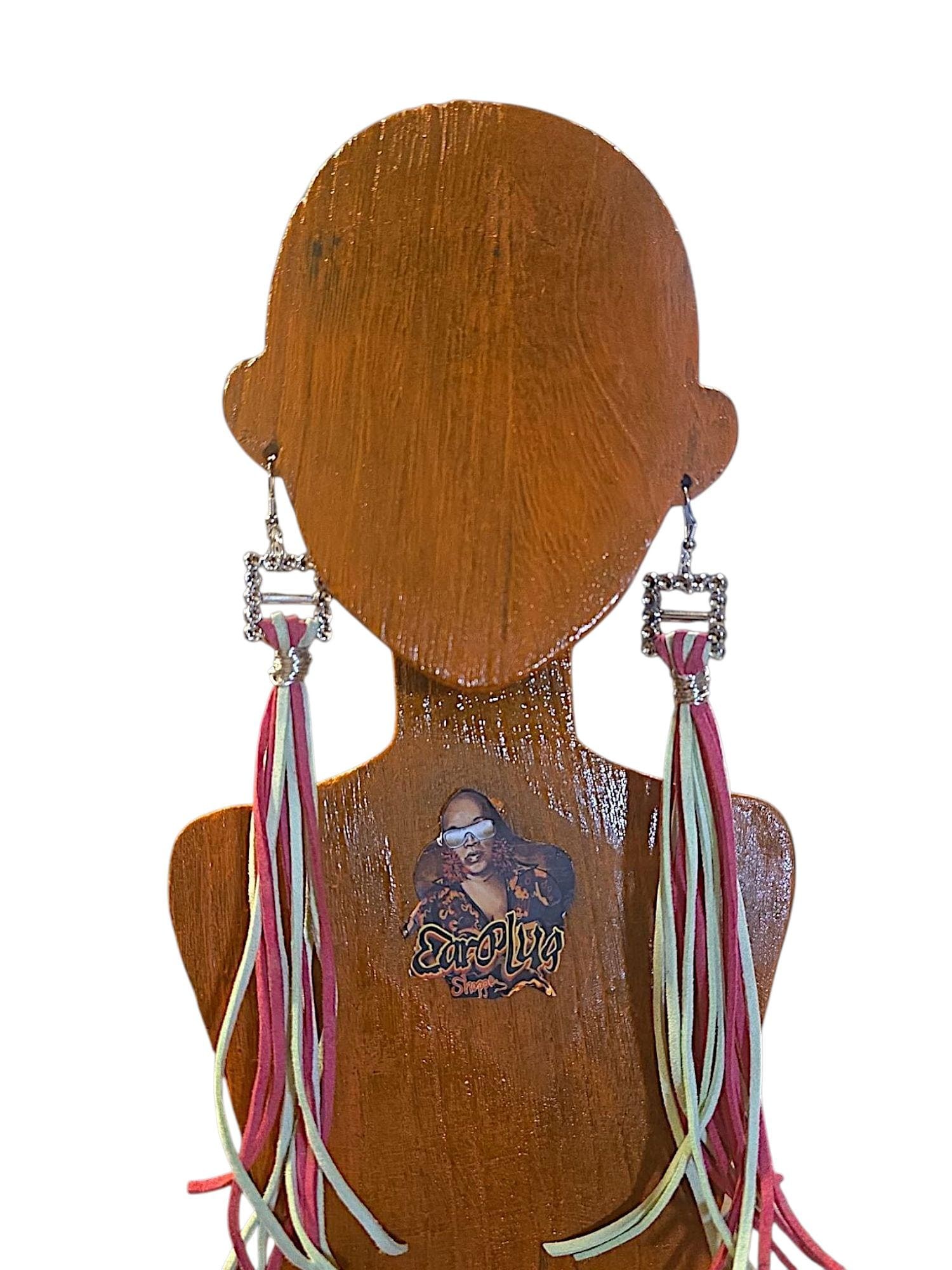 Customized Handmade Leather Suede Tassel Earrings, view 3