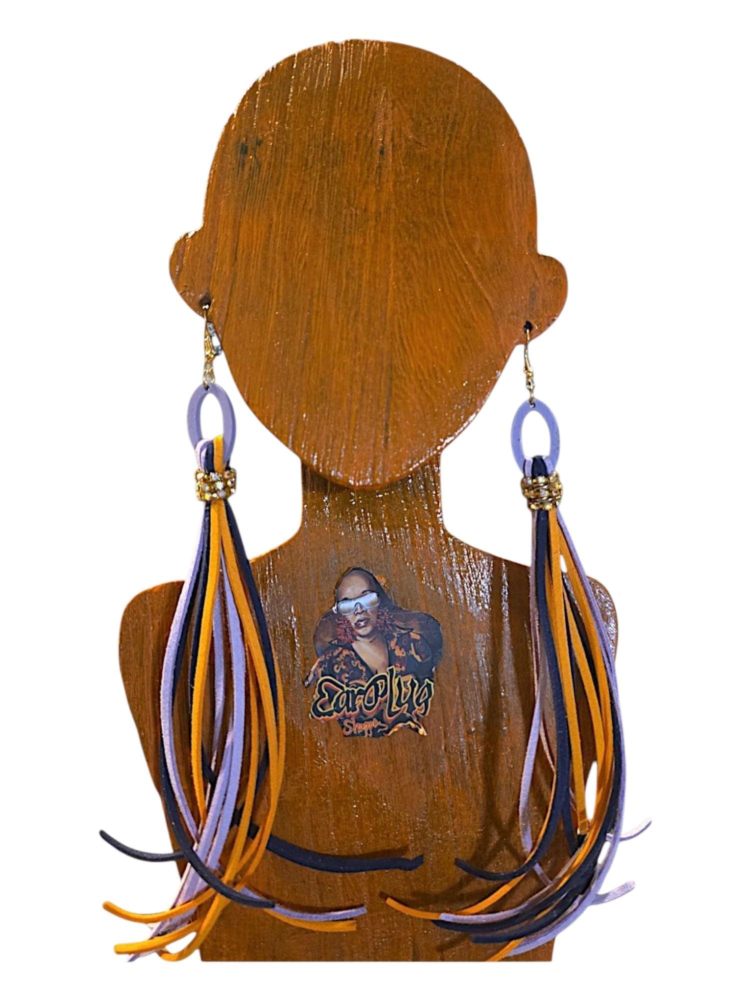Customized Handmade Leather Suede Tassel Earrings, view 4