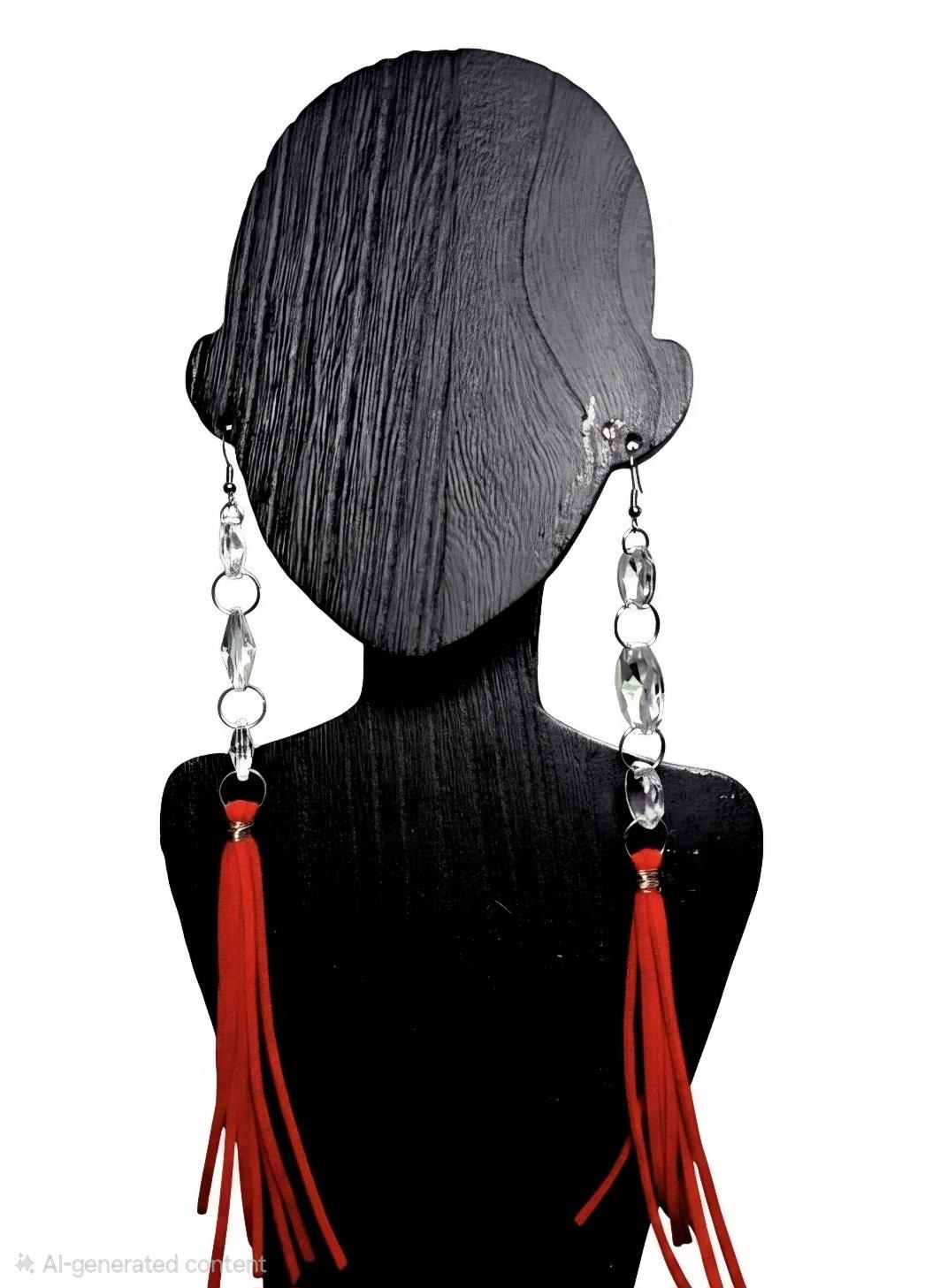 Customized Handmade Leather Suede Tassel Earrings, view 7