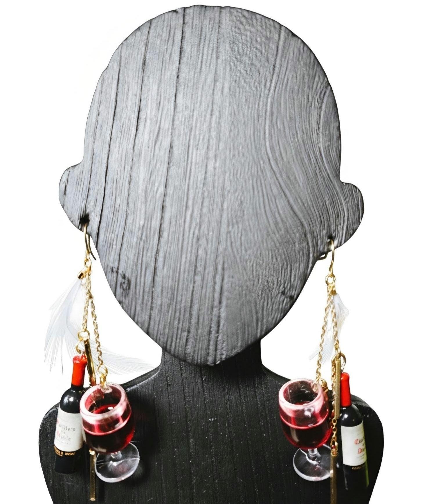 Handmade Wine Glass & Bottle Earrings