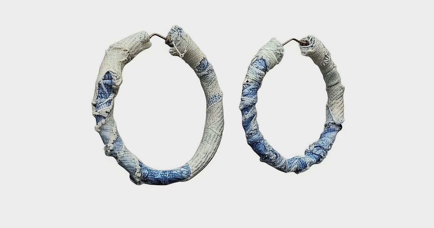 Handmade Denim Hoop Earrings