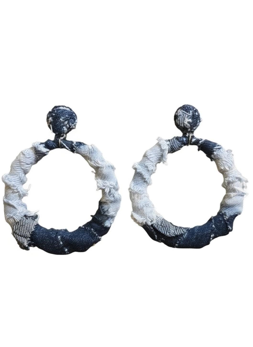 Handmade Denim Hoop Earrings, view 4