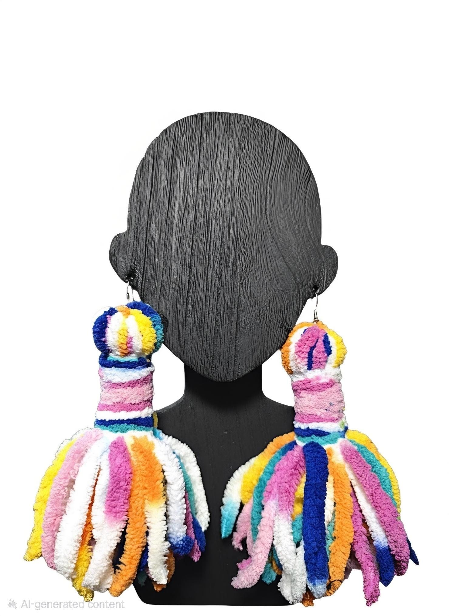 Handmade Plush Yarn Tassel Earrings