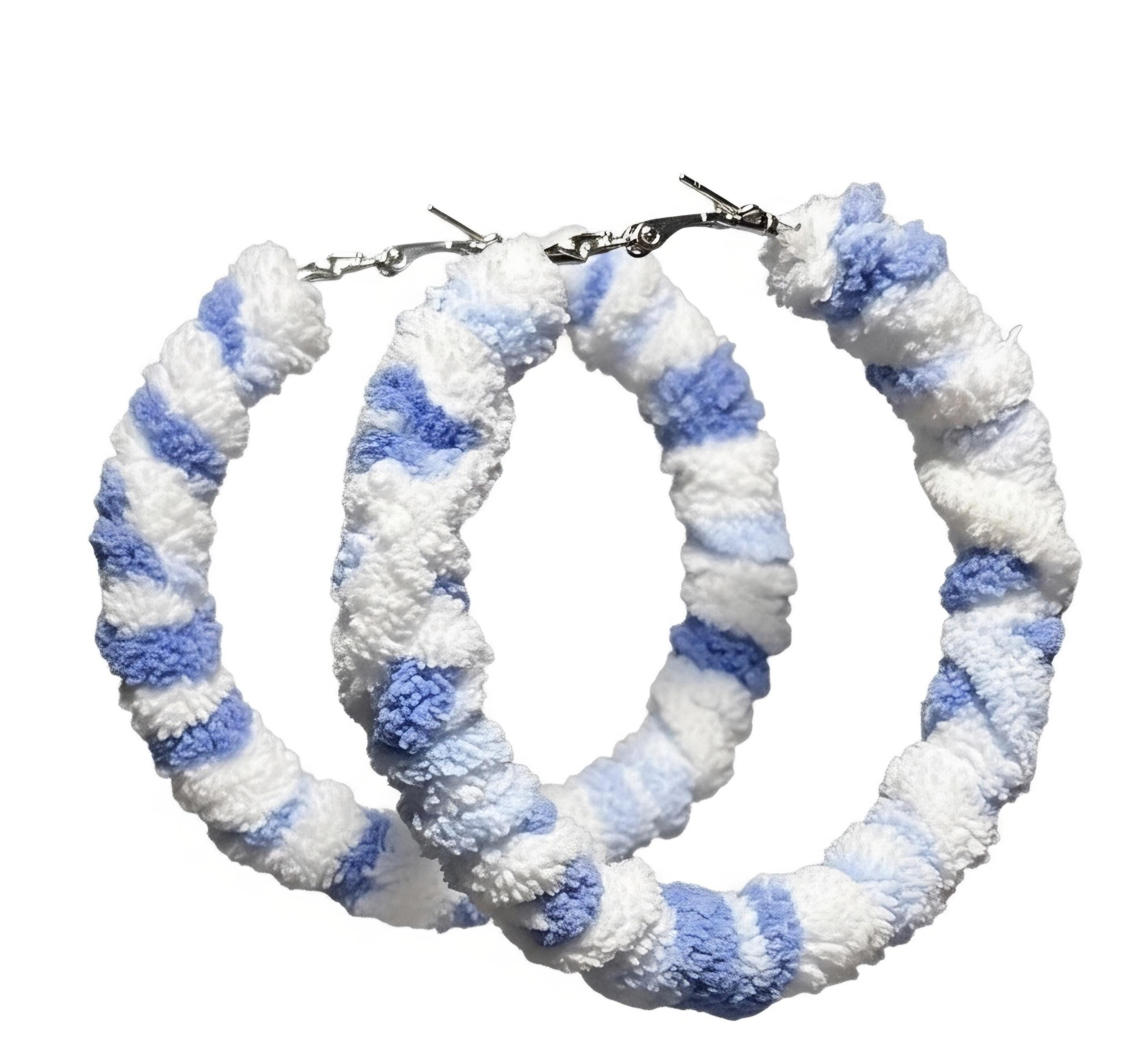 Handmade Plush Yarn Tassel Earrings, view 5