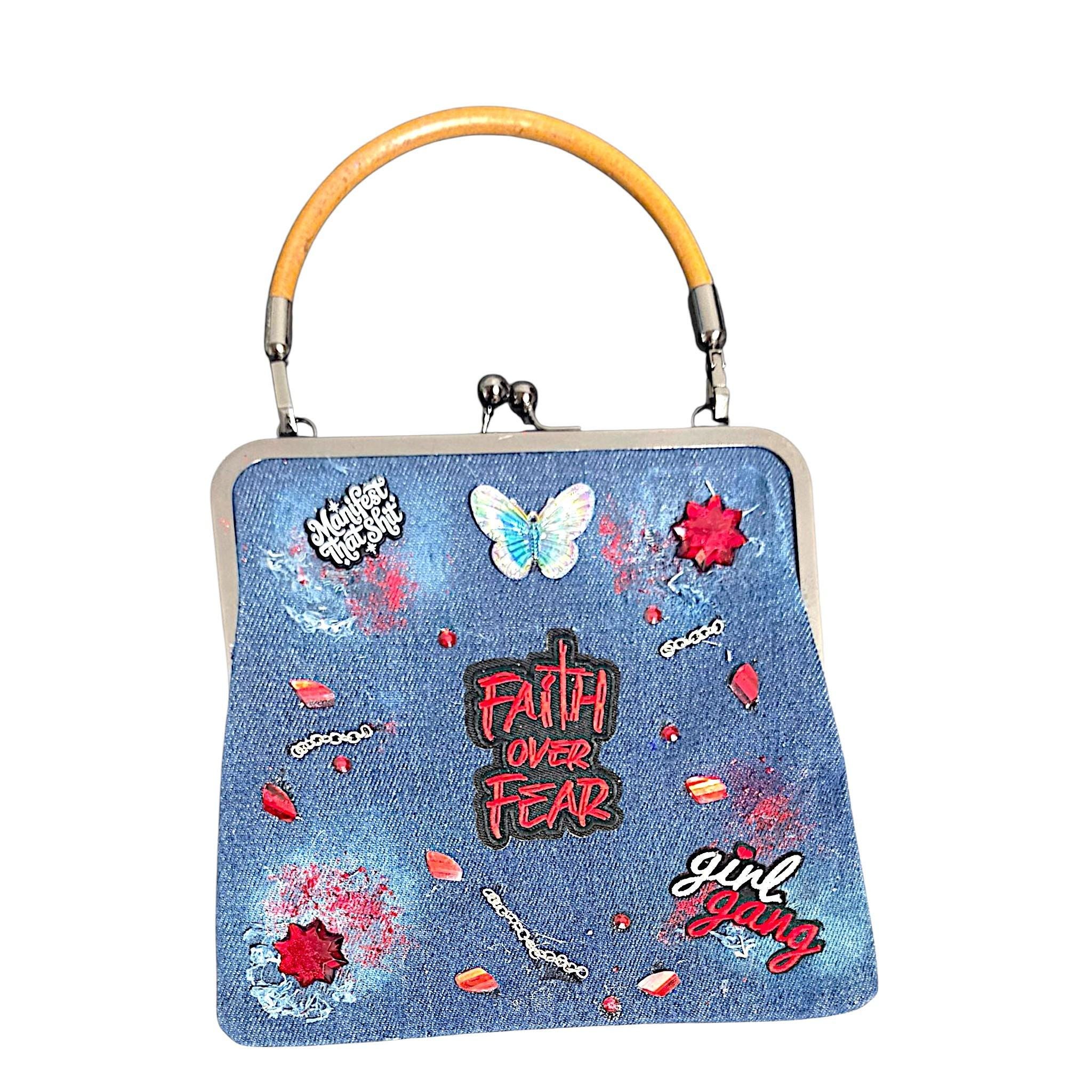 Handcrafted Two-Sided Denim Crossbody Bag/Purse, view 4
