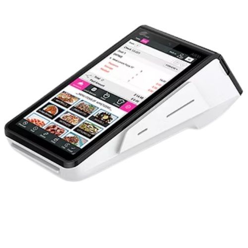 PAX A800 touchscreen payment terminal for a restaurant counter
