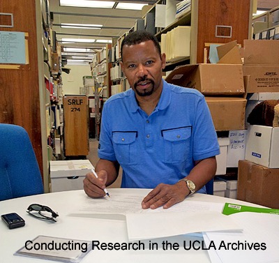 Melvin Hale conducting research in the UCLA Archives