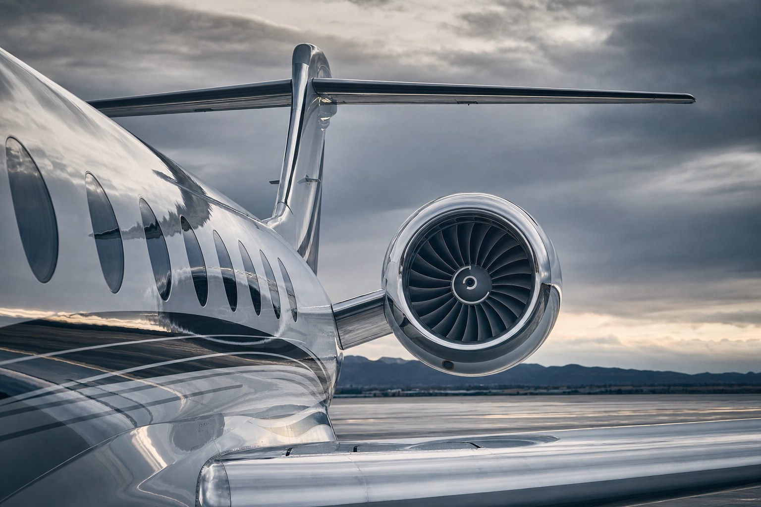 Business jet turbine and wing