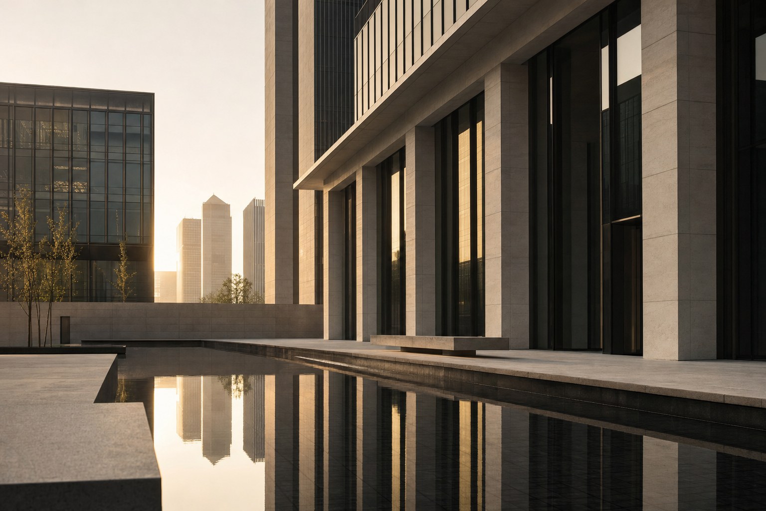 Modern financial district architecture