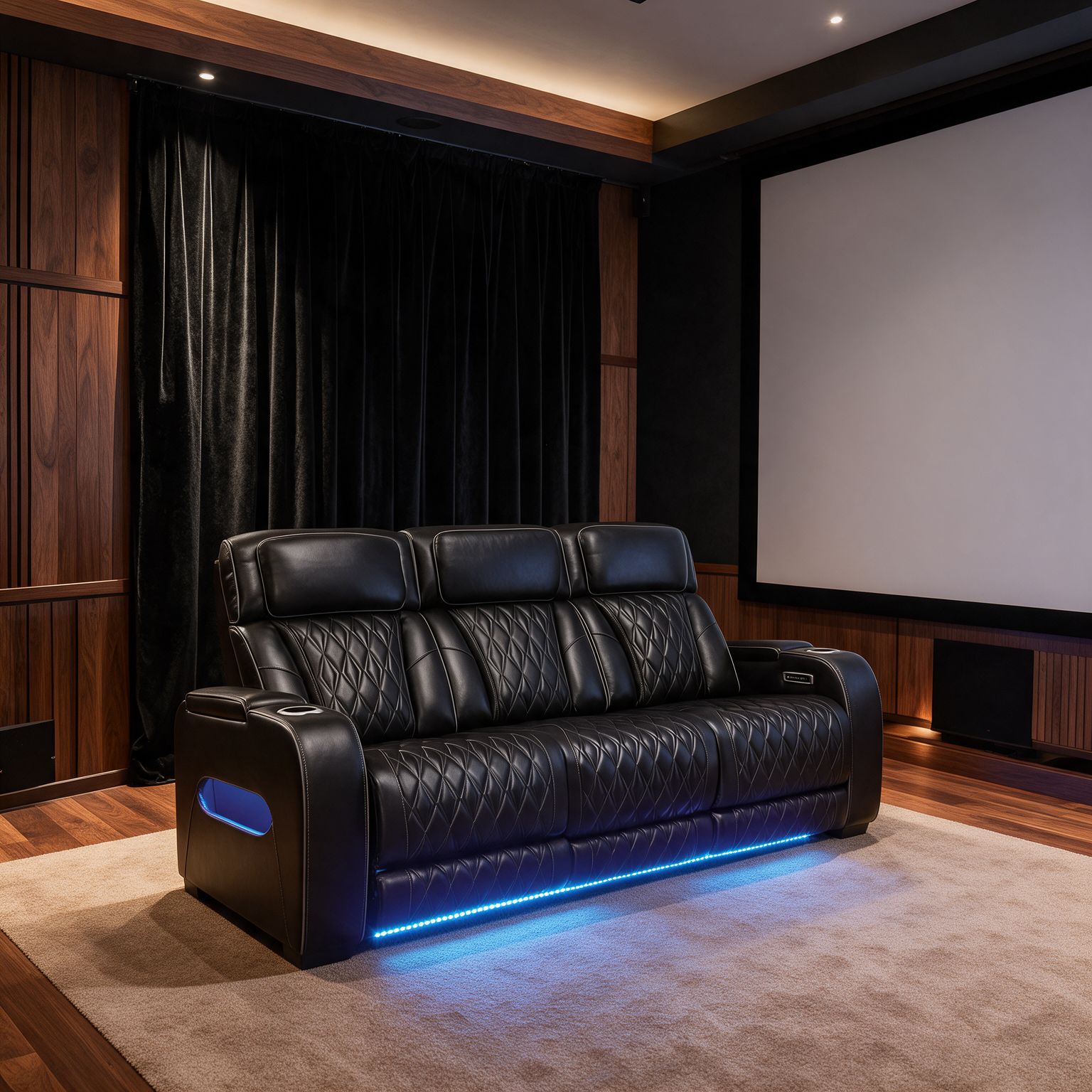 Boyington Black power reclining sofa with theater-style seating features